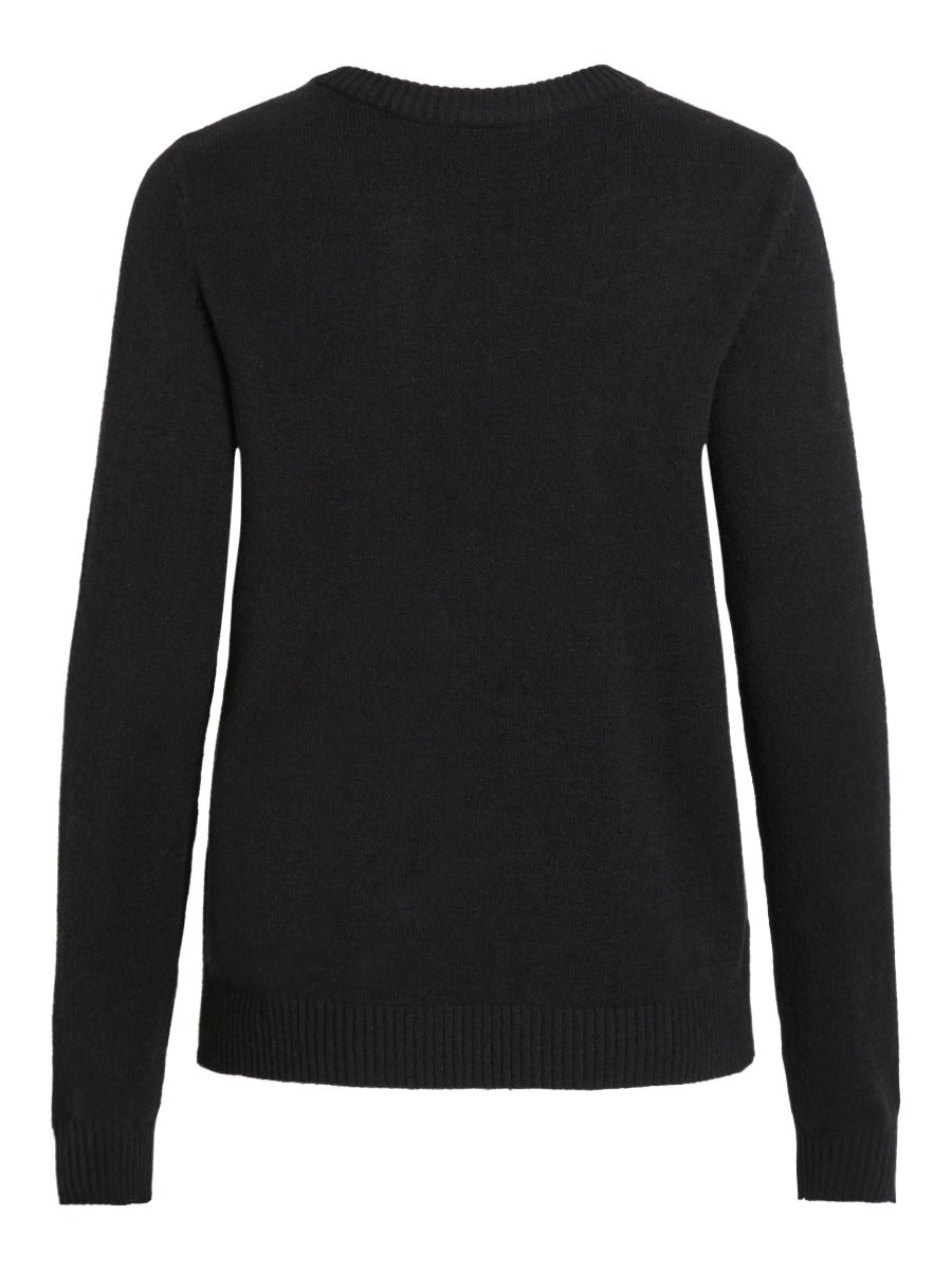 Viril O-Neck L/S striktrøje - sort